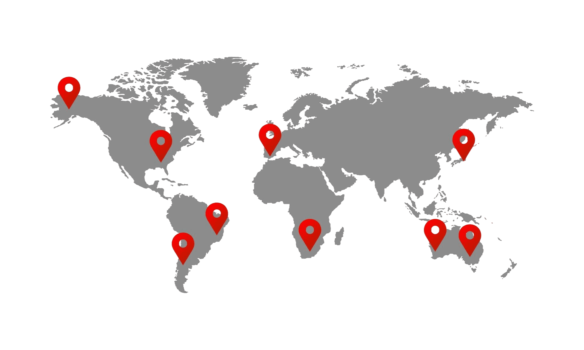 Mapa de Sudamérica con pines de operación